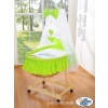 Baby Moses Basket on Wheels / Wicker drape crib- Owls green