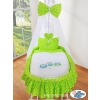 Baby Moses Basket on Wheels / Wicker drape crib- Owls green