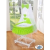 Baby Moses Basket on Wheels / Wicker drape crib- Owls green