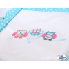 Baby Moses Basket on Wheels / Wicker drape crib- Owls turquoise