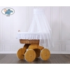 Baby Moses Basket on Wheels / Wicker drape crib Sophia White Bedding Set with White Embroidered Lace no 50202-912