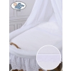 Baby Moses Basket on Wheels / Wicker drape crib Sophia White Bedding Set with White Embroidered Lace no 50202-912