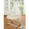 Baby Moses Basket on Wheels / Wicker drape crib- Teddy Bear Barnaba cream