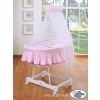 Baby Moses Basket on Wheels / Wicker drape crib- Teddy Bear Barnaba pink