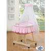 Baby Moses Basket on Wheels / Wicker drape crib- Teddy Bear Barnaba pink