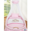 Baby Moses Basket on Wheels / Wicker drape crib- Teddy Bear Barnaba pink