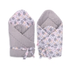 Baby nest minky with bow - hedgehogs Gray