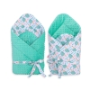 Baby nest minky with bow - hedgehogs mint