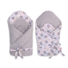 Baby nest minky with stiffening with bow - hedgehogs Gray