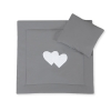 Baby pram bedding set 2pcs- Hanging hearts anthracite