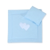 Baby pram bedding set 2pcs- Hanging hearts blue