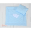 Baby pram bedding set 2pcs- Hanging hearts blue