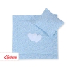 Baby pram bedding set 2pcs- Hanging hearts blue flowers