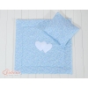 Baby pram bedding set 2pcs- Hanging hearts blue flowers