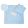Baby pram bedding set 2pcs- Hanging hearts blue stripes