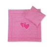 Baby pram bedding set 2pcs- Hanging hearts dark pink checkered
