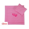 Baby pram bedding set 2pcs- Hanging hearts dark pink checkered