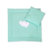 Baby pram bedding set 2pcs- Hanging hearts mint