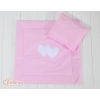 Baby pram bedding set 2pcs- Hanging hearts pink