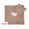 Baby pram bedding set 2pcs- Hanging hearts white dost on brown