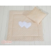 Baby pram bedding set 2pcs- Hanging hearts white dots on beige