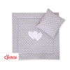 Baby pram bedding set 2pcs- Hanging hearts white dots on Gray
