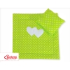 Baby pram bedding set 2pcs- Hanging hearts white dots on green