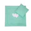 Baby pram bedding set 2pcs- Hanging hearts white dots on mint
