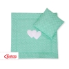 Baby pram bedding set 2pcs- Hanging hearts white dots on mint