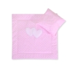 Baby pram bedding set 2pcs- Hanging hearts white dots on pink