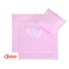 Baby pram bedding set 2pcs- Hanging hearts white dots on pink