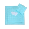 Baby pram bedding set 2pcs- Hanging hearts white dots on turquoise