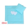 Baby pram bedding set 2pcs- Hanging hearts white dots on turquoise