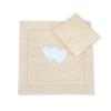 Baby pram bedding set 2pcs- Hanging hearts white polka dots on beige
