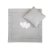 Baby pram bedding set 2pcs- Hanging Hearts white polka dots on Gray