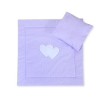 Baby pram bedding set 2pcs- Hanging hearts white polka dots on lilac