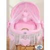 Baby Wicker Crib with Hood - Amelie pink