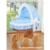 Baby Wicker Crib with Hood - Bellamy blue