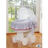 Baby Wicker Crib with Hood - Glamour Gray-red
