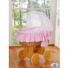 Baby Wicker Crib with Hood - Glamour pink-white