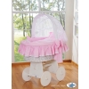 Baby Wicker Crib with Hood - Glamour pink-white