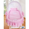 Baby Wicker Crib with Hood - Glamour pink-white