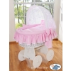 Baby Wicker Crib with Hood - Glamour pink-white