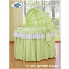 Baby Wicker Crib with Hood - Little Prince/Princess green