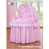 Baby Wicker Crib with Hood - Little Prince/Princess pink