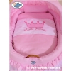 Baby Wicker Crib with Hood - Little Prince/Princess pink