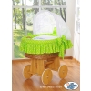 Baby Wicker Crib with Hood - Owls green