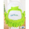 Baby Wicker Crib with Hood - Owls green