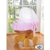 Baby Wicker Crib with Hood - Owls pink