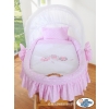 Baby Wicker Crib with Hood - Owls pink